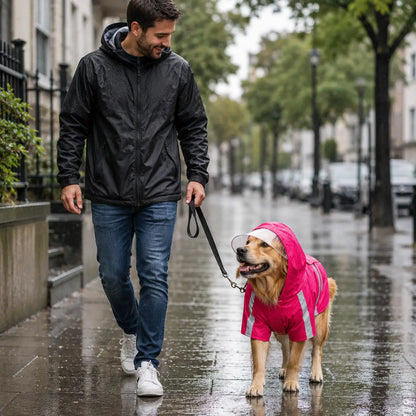 Hunde Regenmantel Wasserdicht | Reflektierende Regenjacke mit Kapuze