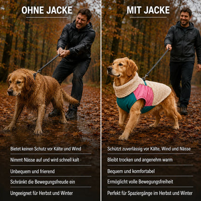 Warme Winter Hundemantel mit Fleece | Wasserabweisende Hundeweste