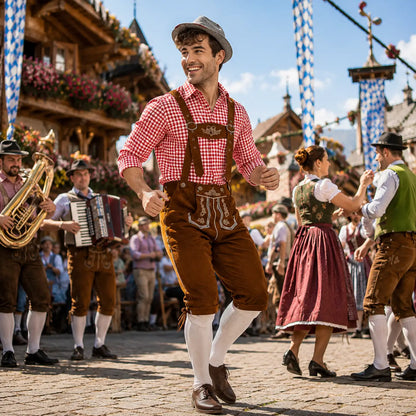Oktoberfest Kostüm Herren Set mit Hemd, Lederhose & Hut