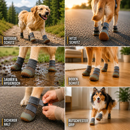 Hundeschuhe Wasserdicht & Rutschfest – Pfotenschutz mit Reflektoren