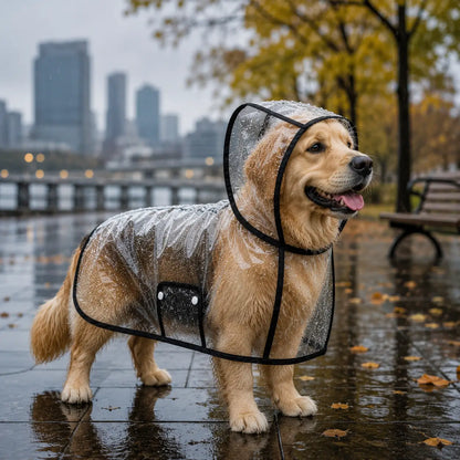 Hunde Regenmantel Transparent | Wasserdichter Regenponcho mit Kapuze