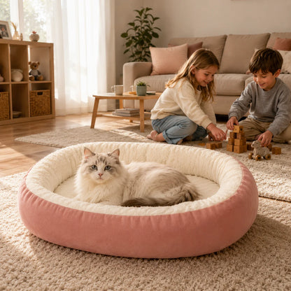 Hundebett aus Baumwolle | Weiches Haustierbett für Hunde & Katzen