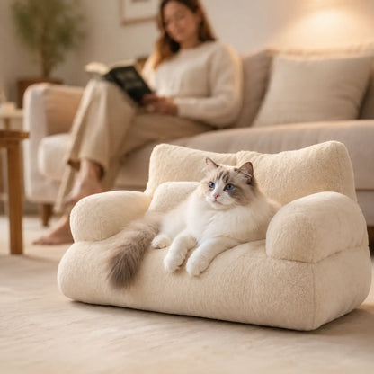 Katzenbett mit Rand | Weiches Katzensofa für gemütliche Ruhe
