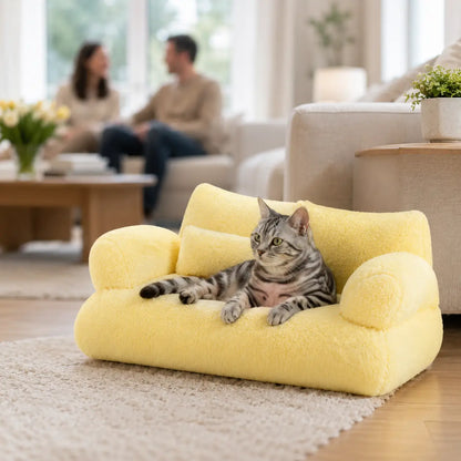 Katzenbett mit Rand | Weiches Katzensofa für gemütliche Ruhe