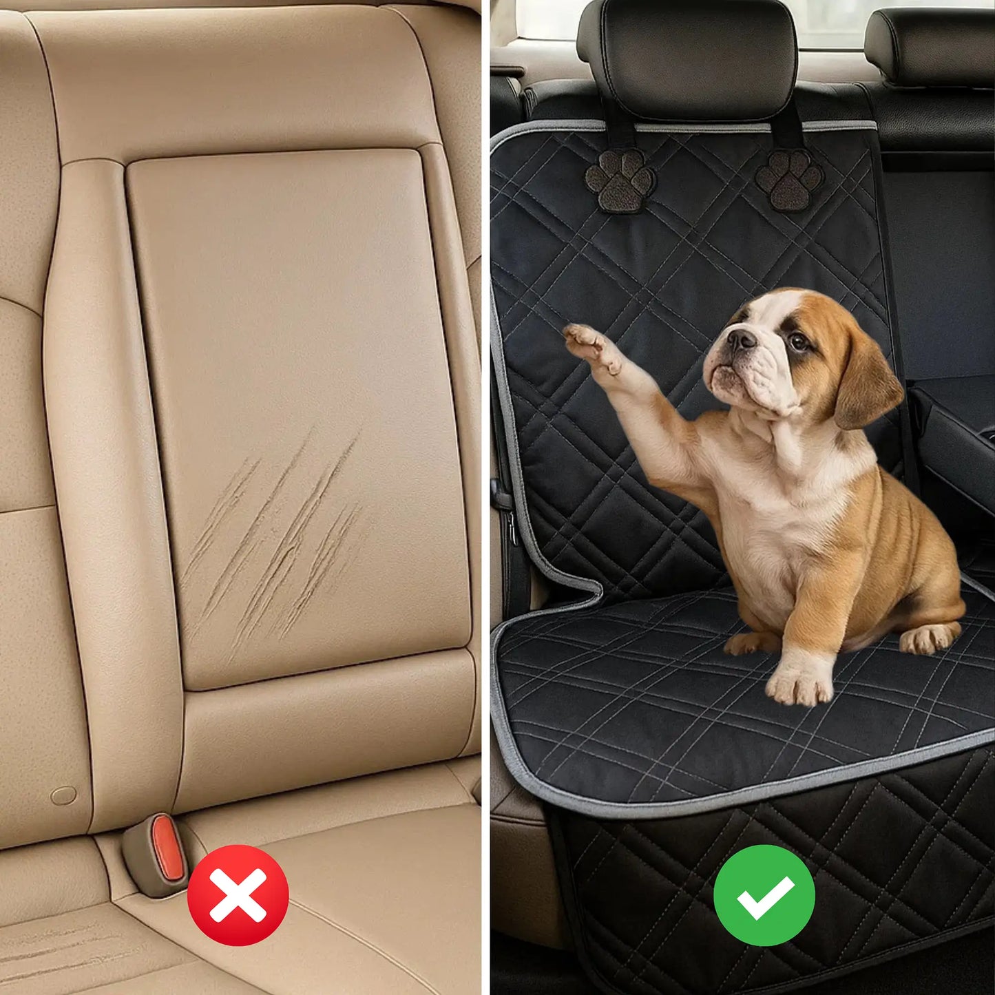 Hunde Autositz Rückbank | Wasserdichter & Rutschfester Sitzschutz fürs Auto