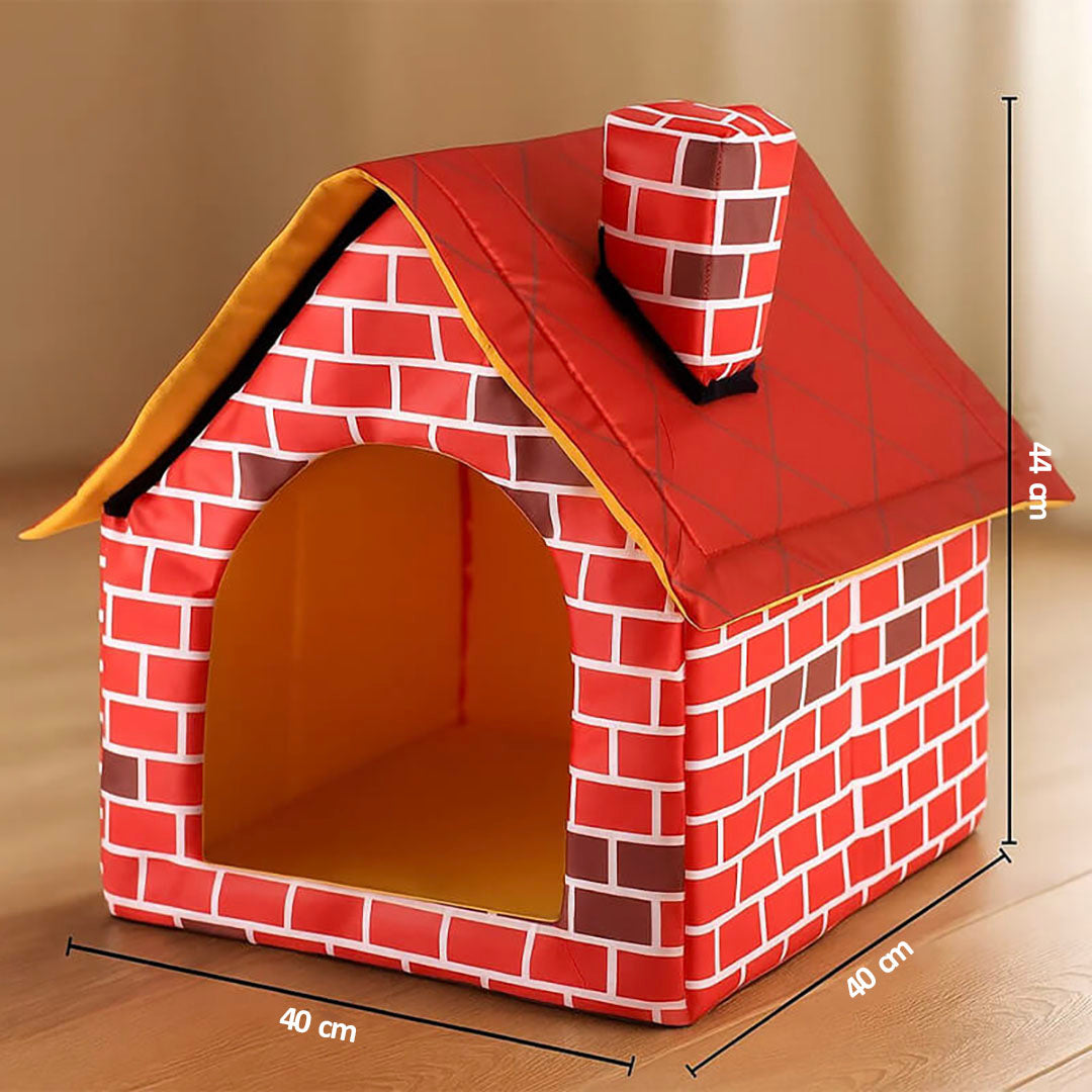 Faltbare Hundehütte im Ziegelstein-Design | gemütlich & robust