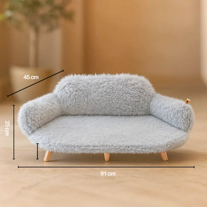 Kuscheliges Katzensofa mit Plüsch & Holzfüßen | Warm & stilvoll