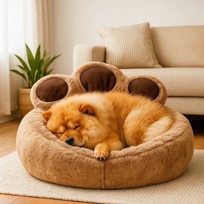 Hundebett in Pfotenform | Beruhigendes & Waschbares Kuschelbett