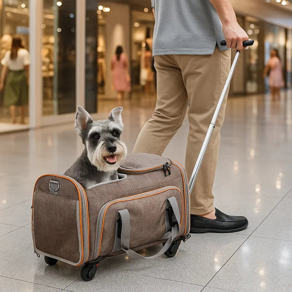 Hundetragetasche mit Rädern | faltbare & belüftete Reisetasche