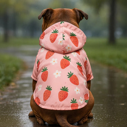 Hundemantel & Hundejacke Erdbeer | Wasserdicht & Süß für Hunde