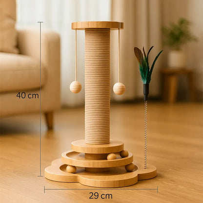 Katzen Kratzbaum aus Holz | Stilvolles Spiel & Möbel­schutz in einem