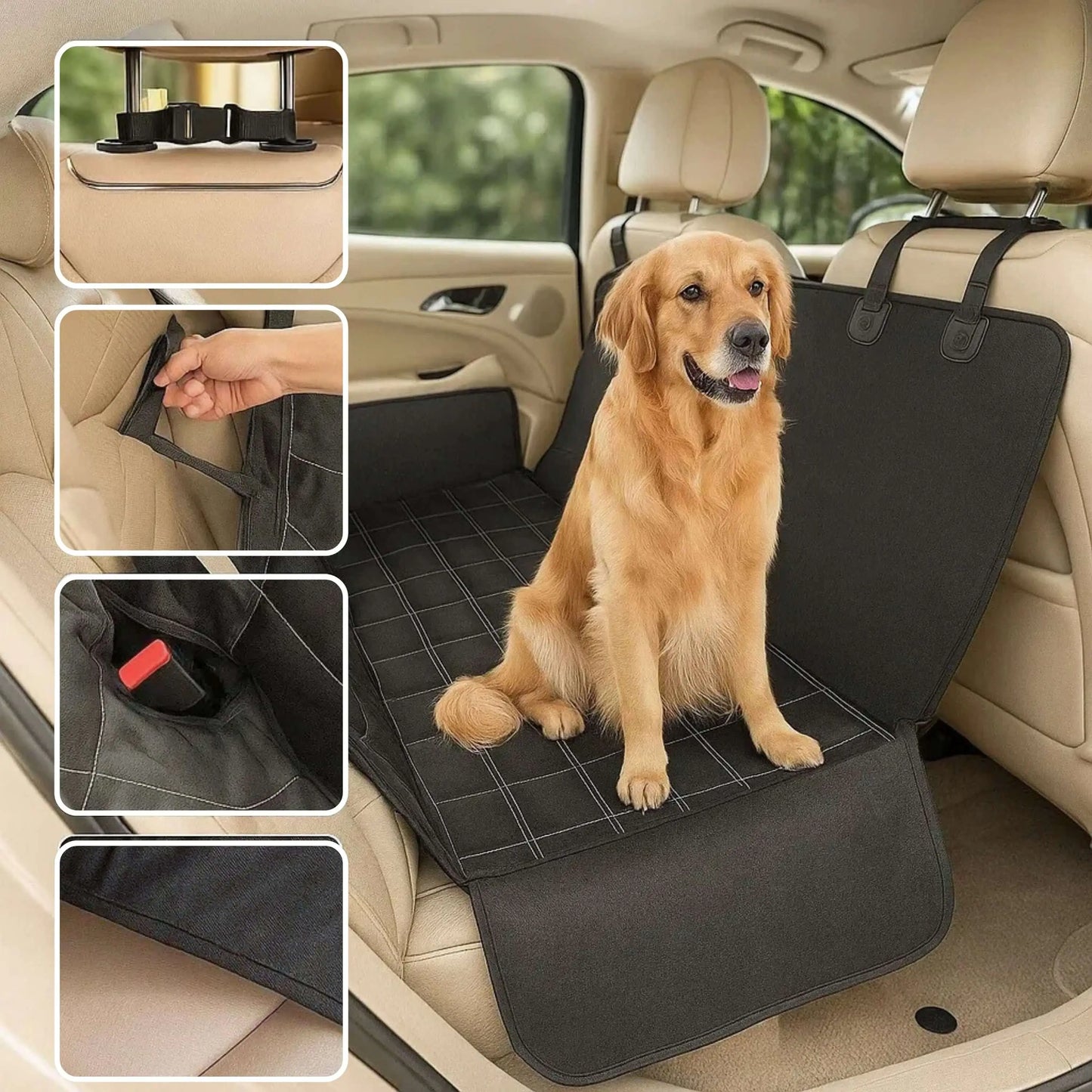 Hunde Autositzbezug | wasserfester & waschbarer Rücksitzschutz