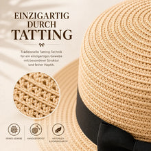 Damen Strohhut mit Schleife |UV-Schutz Sonnenhut für Sommer & Strand