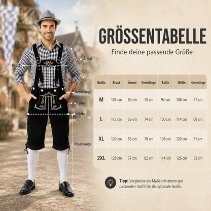 Oktoberfest Kostüm Herren Set mit Hemd, Lederhose & Hut