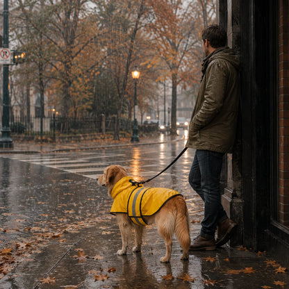 Hunde Regenmantel Gelb | Wasserdicht mit Kapuze & Reflektoren