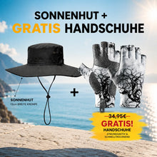 Sonnenhut mit UPF50+ UV-Schutz & breiter Krempe inkl. gratis Handschuhe