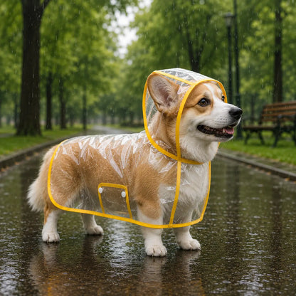 Hunde Regenmantel Transparent | Wasserdichter Regenponcho mit Kapuze