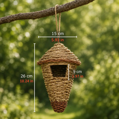 Maison pour oiseaux en herbe naturelle | Nid suspendu
