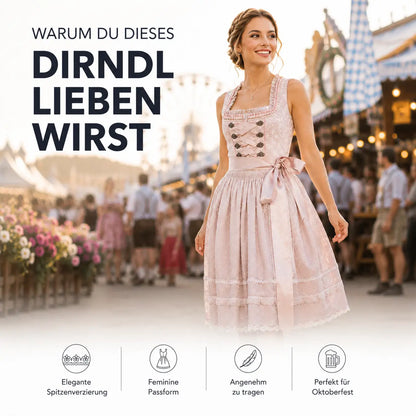 Oktoberfest Dirndl Damen Trachtenkleid 2-teilig mit Schürze