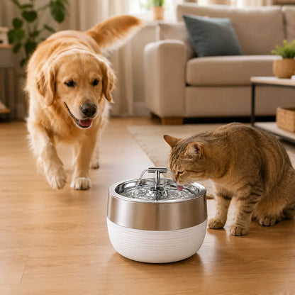Edelstahl Trinkbrunnen für Katzen & Hunde – Fließendes Wasser
