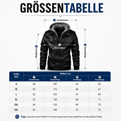Herren Lederjacke mit Kapuze | Motorradjacke für Herbst & Winter