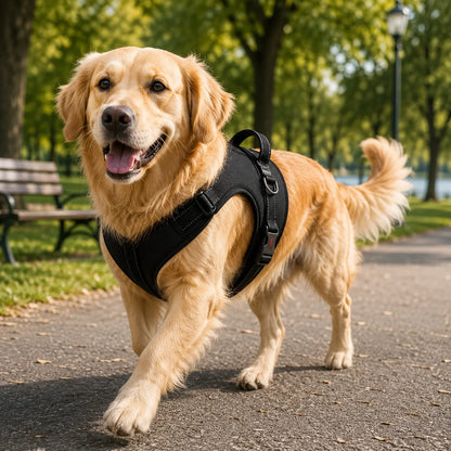 Reflektierendes Hundegeschirr mit Griff | Atmungsaktiv, Verstellbar & Gepolstert