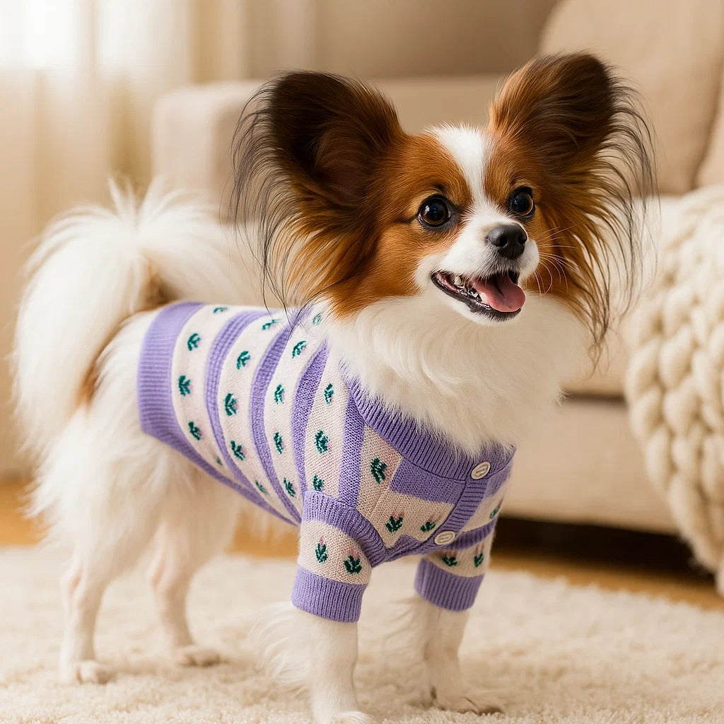 Hundepullover Frühling | Weicher Hundemantel mit Tulpen-Design