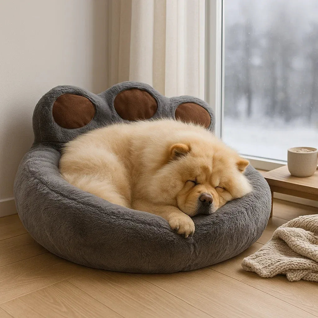 Hundebett in Pfotenform | Beruhigendes & Waschbares Kuschelbett