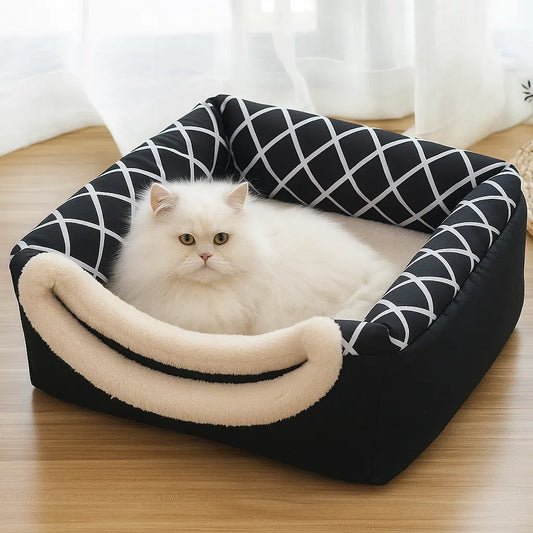 Katzenhöhle & Katzenbett 2-in-1 | Weiches Kuschelbett für Katzen