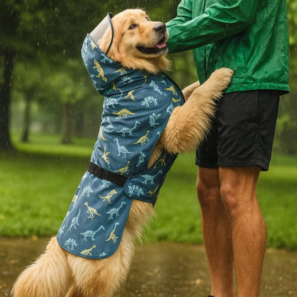 Hundemantel Dino Design | Wasserfeste Regenjacke für Abenteuer im Regen