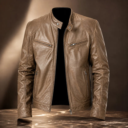 Vintage Herren Motorrad Lederjacke aus Leder | Slim Fit Winterjacke