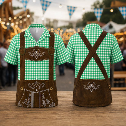 Herren Oktoberfest Hemd Lederhosen Print | Bayerisches Trachtenhemd