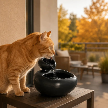Keramik Katzenbrunnen ohne Filter | 1 L Trinkbrunnen mit USB
