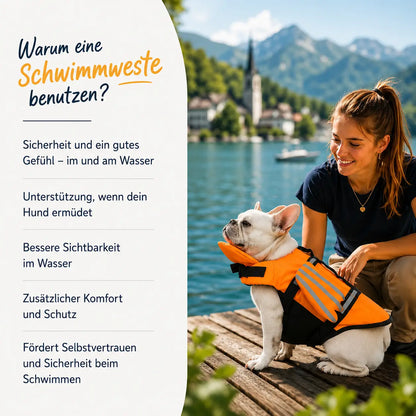 Schwimmweste Hund mit Kinnauflage |Sicherer Auftrieb & Verstellbar