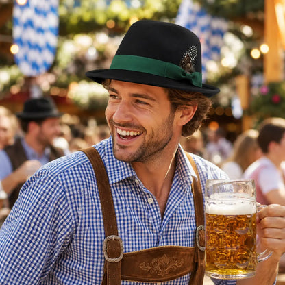 Oktoberfest Hut aus Filz für Damen & Herren mit Feder