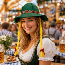 Oktoberfest Damenhut mit Zöpfen | Bayerischer Trachtenhut