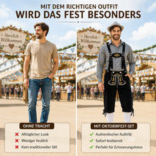 Oktoberfest Kostüm Herren Set mit Hemd, Lederhose & Hut