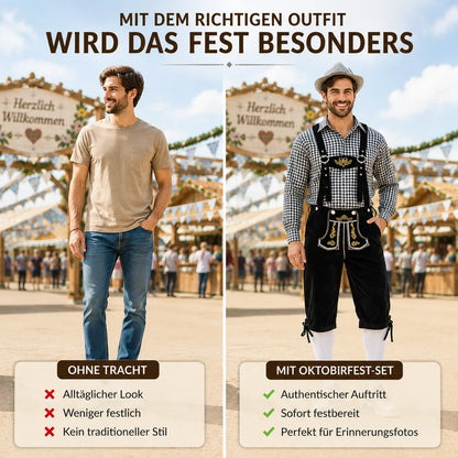 Oktoberfest Kostüm Herren Set mit Hemd, Lederhose & Hut