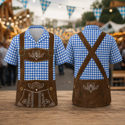 Herren Oktoberfest Hemd Lederhosen Print | Bayerisches Trachtenhemd