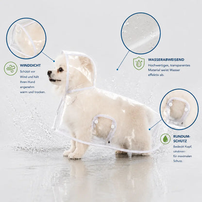 Hunde Regenmantel Transparent | Wasserdichter Regenponcho mit Kapuze