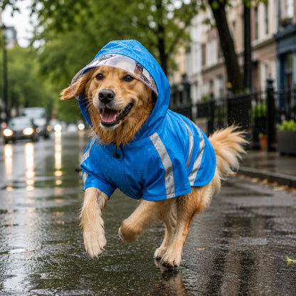 Hunde Regenmantel Wasserdicht | Reflektierende Regenjacke mit Kapuze