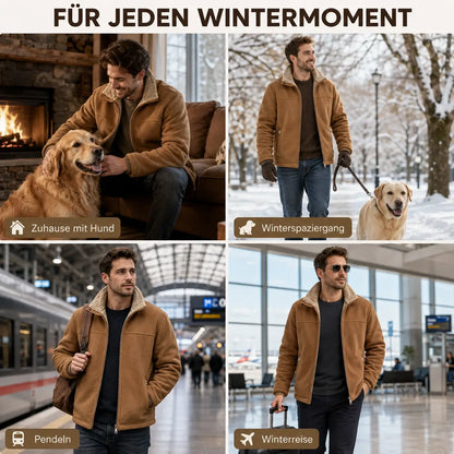 Fleece Jacke Herren | Warme Outdoor Jacke mit Sherpa-Futter
