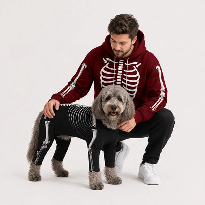 Halloween Partnerlook Set | Skelett Kostüm für Hund & Mensch