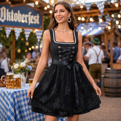 Schwarzes Dirndl Damen | Elegante Tracht für Oktoberfest & Feste