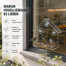 Vogelfutterhaus für Fenster aus Acryl mit Saugnäpfen Transparent