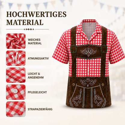 Herren Oktoberfest Hemd Lederhosen Print | Bayerisches Trachtenhemd