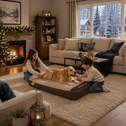 Orthopädisches Hundebett | Warmes Plüschbett für Winter & Kälte