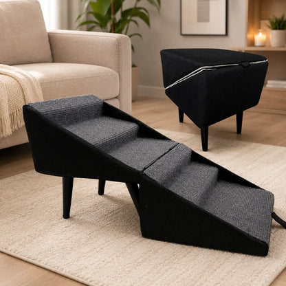 Hundetreppe für Bett & Sofa | Faltbare Haustiertreppe mit Rampe