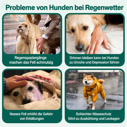 Hunde Regenmantel Transparent | Wasserdichter Regenponcho mit Kapuze