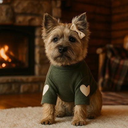 Hundemantel Herzmuster | Weicher & Süßer Hundepullover für Wintertage